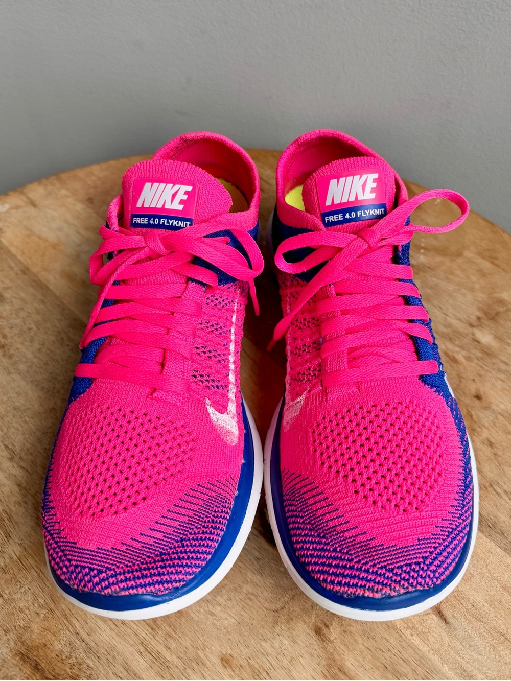 Nike Free 4.0 Flyknit Women's Size 9 Pink Blue Running Shoes 631050-600 - Picture 5 of 10